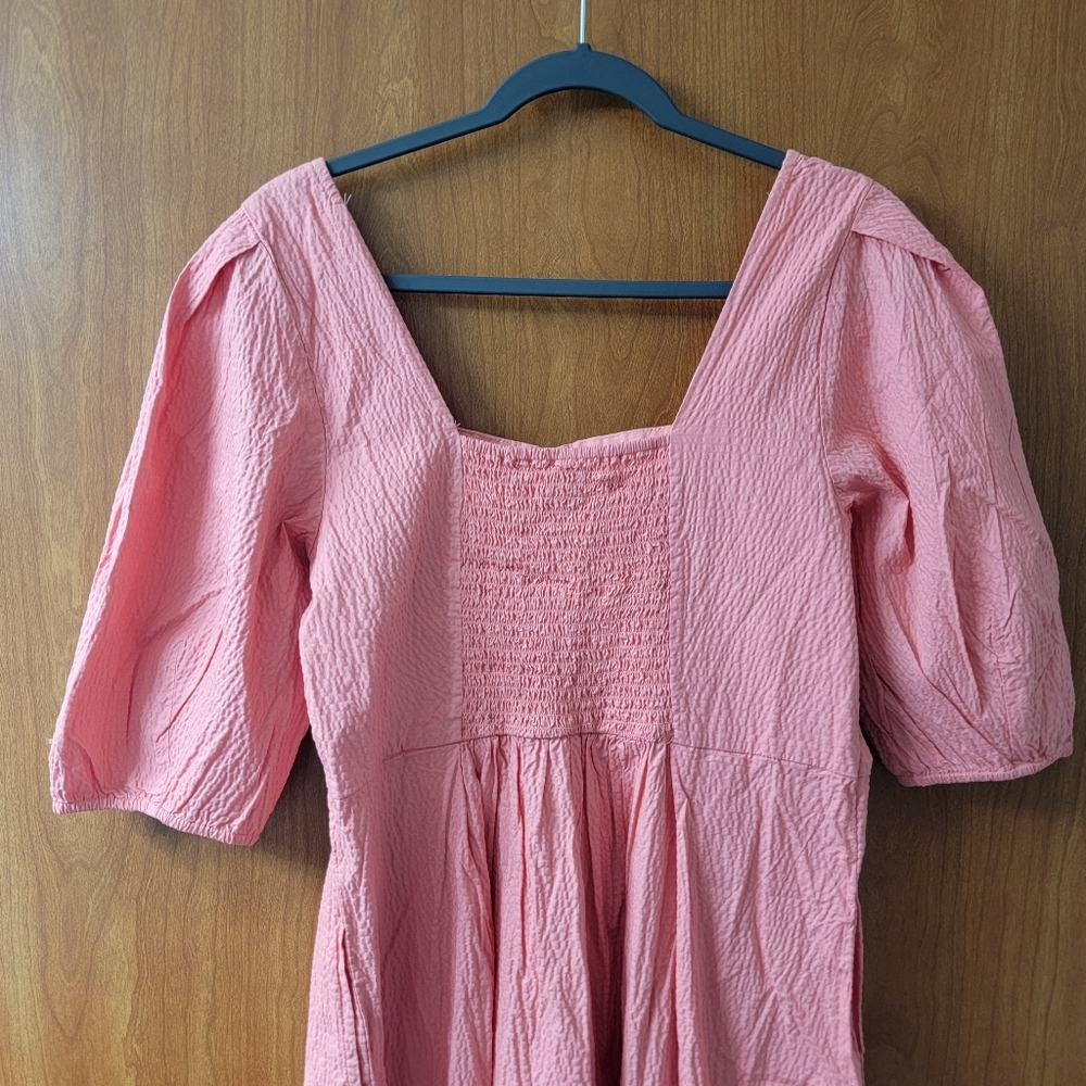 NWT A New Day Short Sleeve Midi Dress Coral Pink Size Large - Picture 4 of 8